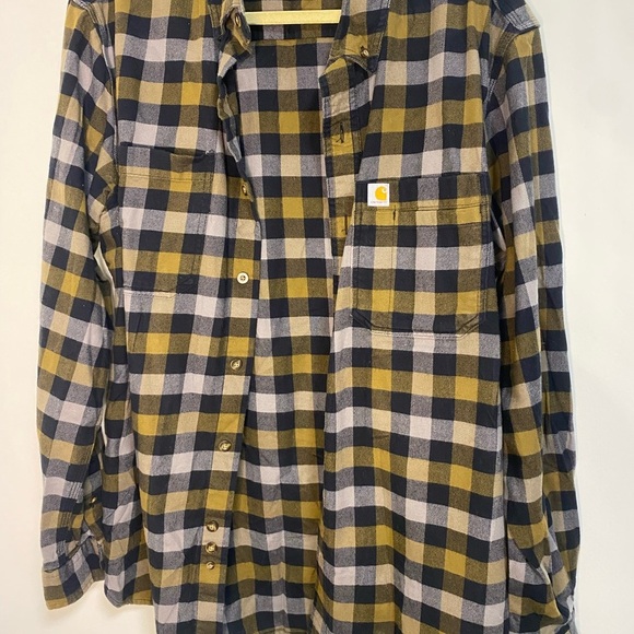 Carhartt Men's Olive Green and Black Plaid Long Sleeve Button Down Shirt XL - Picture 1 of 3